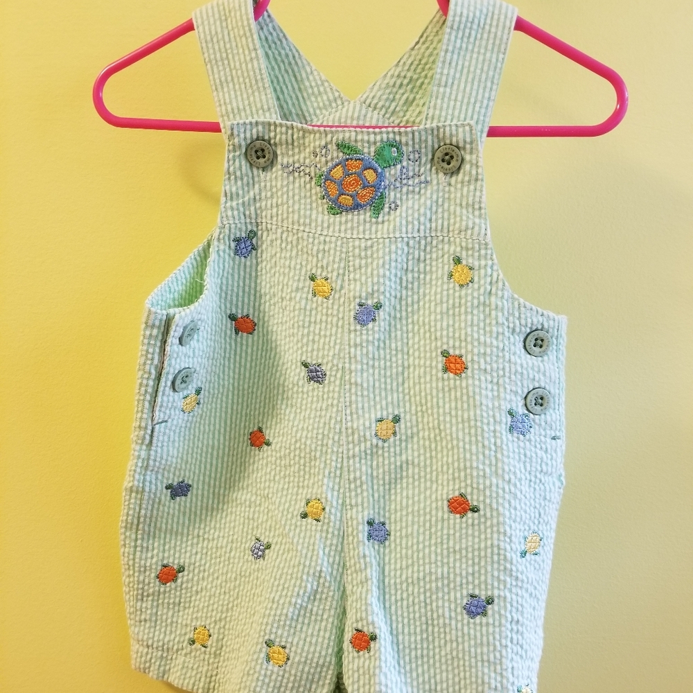 Adorable Little Me sea turtle overall size 6Months